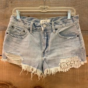 Free People Daisy Chain Lace Denim Shorts